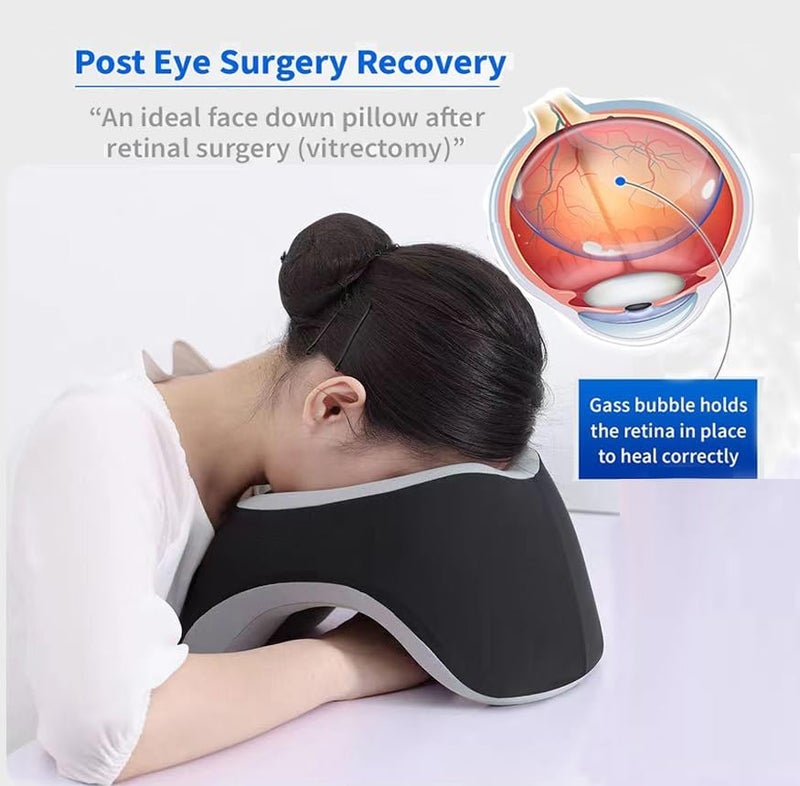 Fcare Breathe Easy Face Down Pillow, Desk Napping Pillow, Travel Head Neck Pillow, Best for Prone Face-Down Resting, or Contoured Post-Eye Surgery Support, for Sleeping,Airplanes, Car, Office, - Image 3